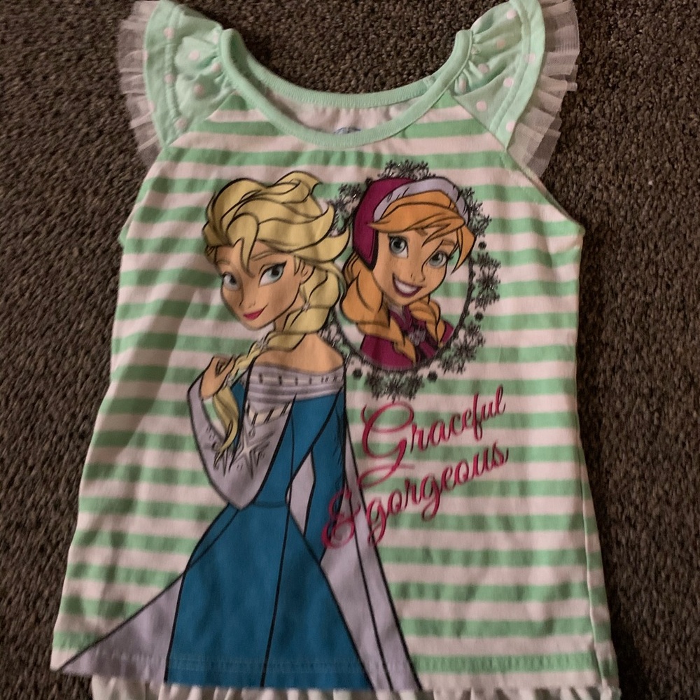 Green and white frozen t shirt
